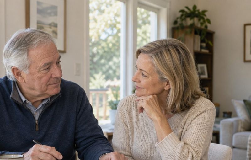 older man and women in a deep discussion