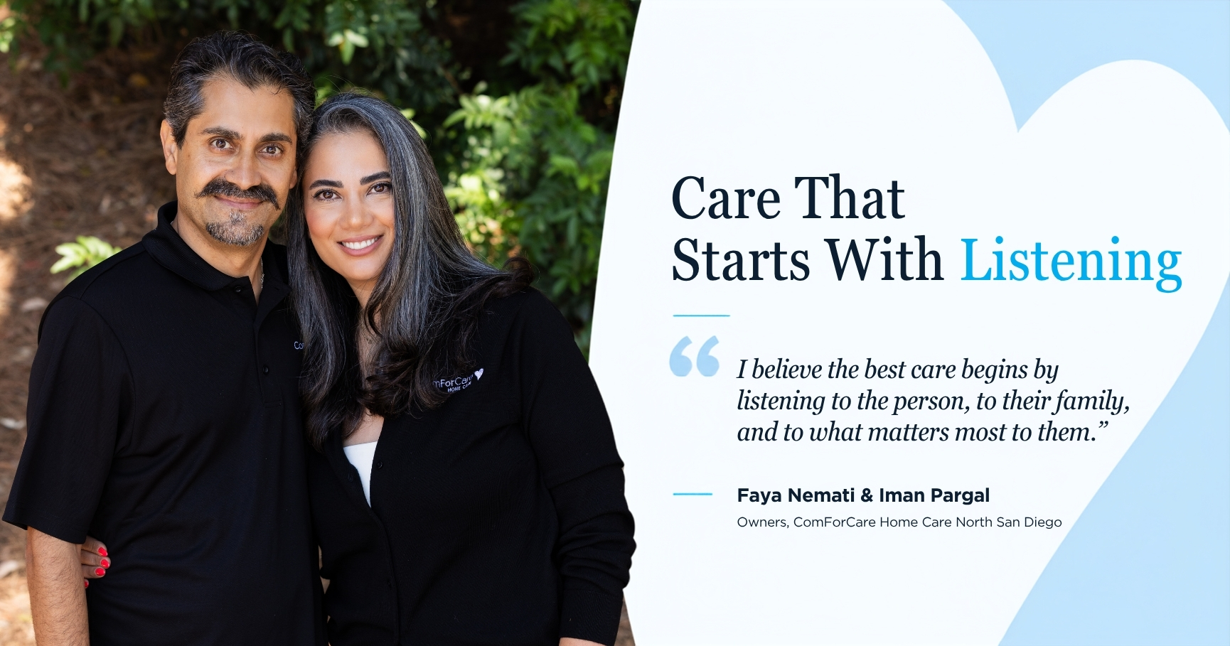 Faezeh Nemati and Iman Pargal, owners of ComForCare Home Care North San Diego