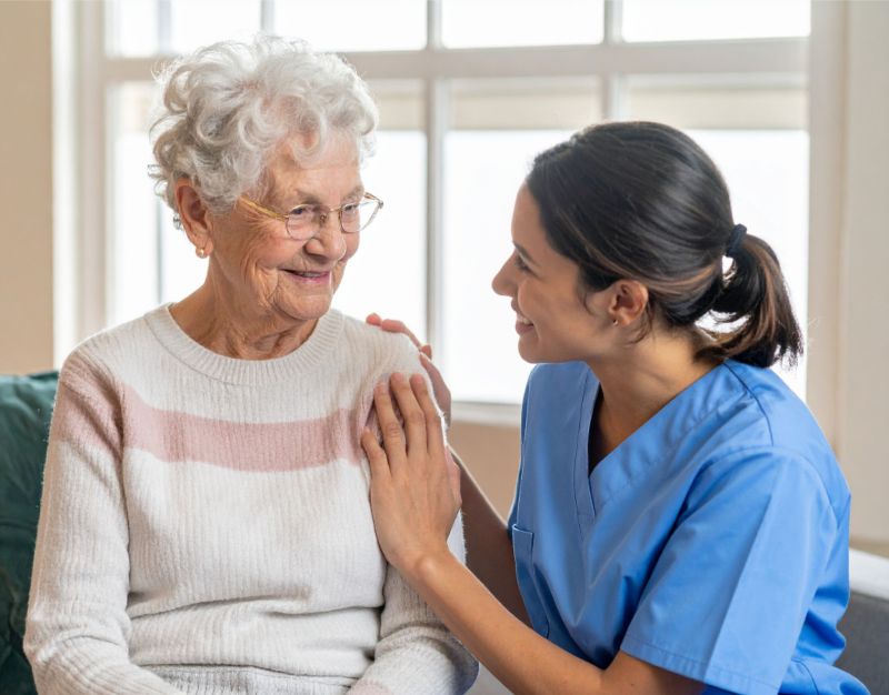 Dementia caregiving. Caregiver with senior