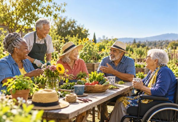 elderly people socializing
