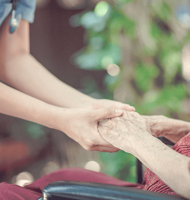 Young hands holding onto old hands