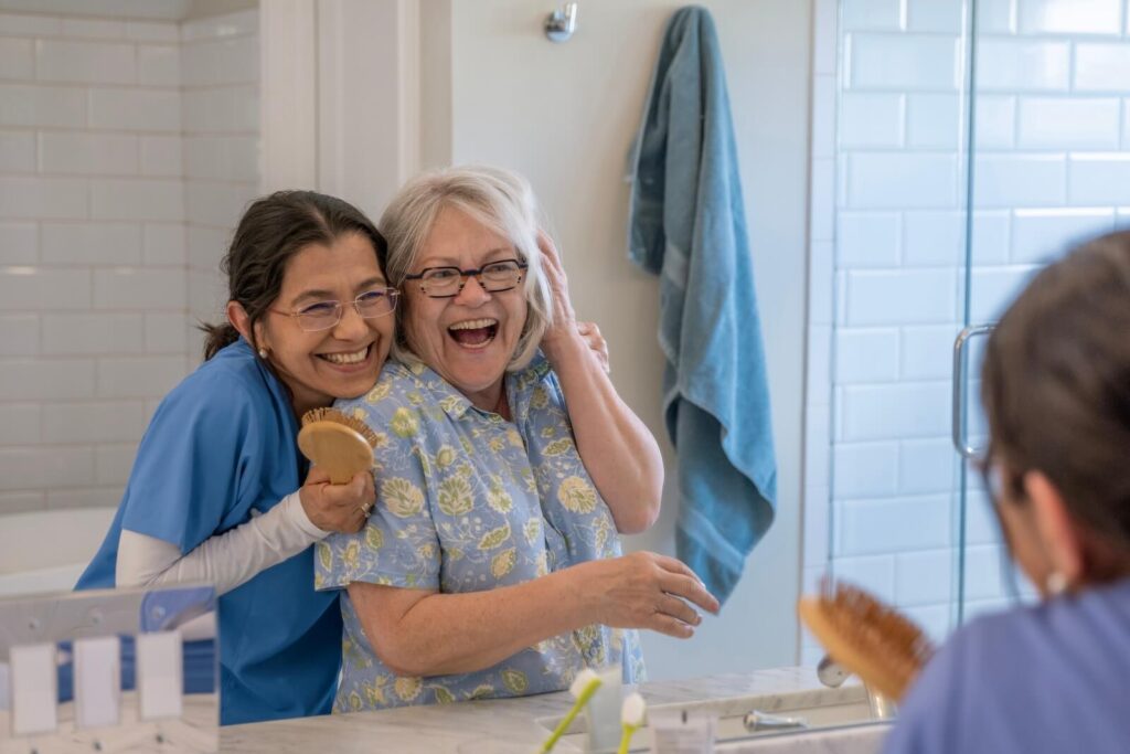 Johnson County home care caregiver assisting senior at home